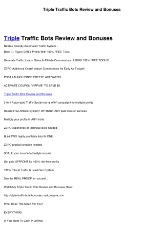 Triple Traffic Bots Review and Bonuses