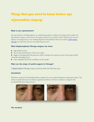 Best Eye Rejuvenation Surgery and Treatments – Chicago Facelift Surgeon