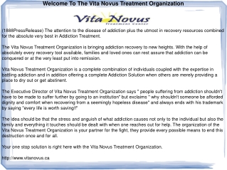 Welcome To The Vita Novus Treatment Organization