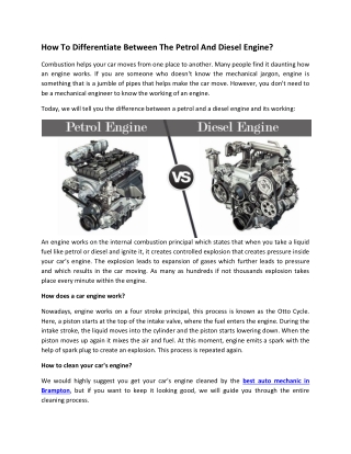 How To Differentiate Between The Petrol And Diesel Engine?