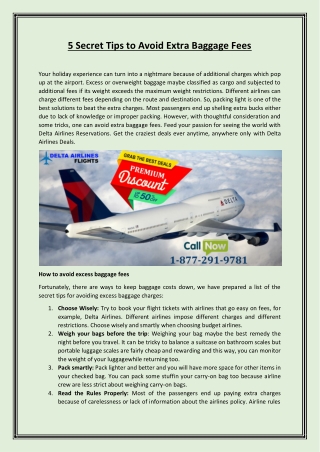 Delta Airlines- 5 Secret Tips to Avoid Extra Baggage Fees