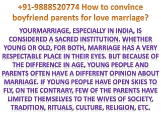 How to convince boyfriend parents for love marriage?