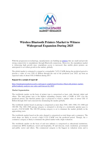 Wireless Bluetooth Printers Market to Witness Widespread Expansion During 2025