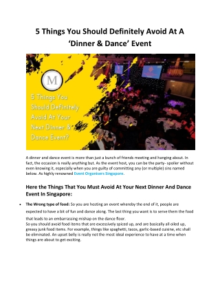 5 Things You Should Definitely Avoid At a ‘Dinner & Dance’ Event