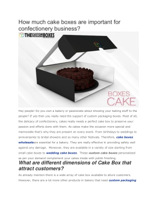 How much cake boxes are important for confectionery business?