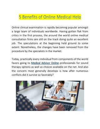 5 Benefits of Online Medical Help