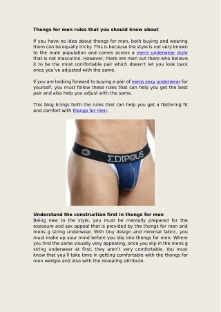 Thongs for men rules that you should know about