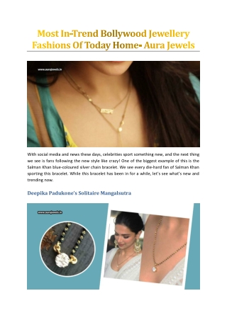 Most In-Trend Bollywood Jewellery Fashions Of Today Home- Aura Jewels