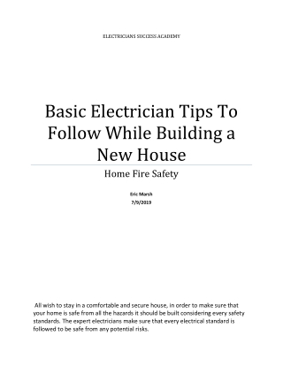 Basic Electrician Tips To Follow While Building a New House