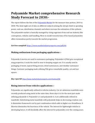 Polyamide Market comprehensive Research Study Forecast to 2030