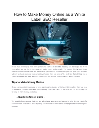 How to Make Money Online as a White Label SEO Reseller