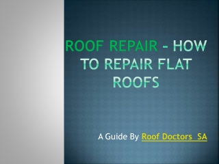 Roof Repair – How to Repair Flat Roofs