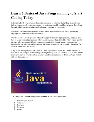Learn 7 Basics of Java Programming to Start Coding Today