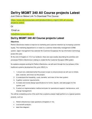 DeVry MGMT 340 All Course projects Latest