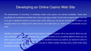 Developing an Online Casino Web Site
