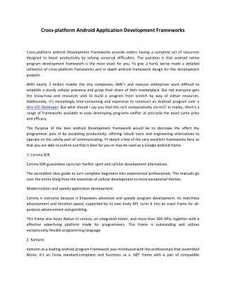 Cross-platform Android Application Development Frameworks