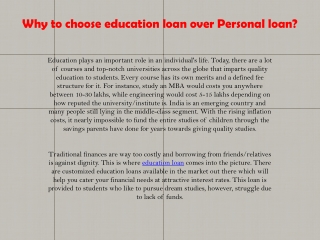 Why to choose education loan over Personal loan?