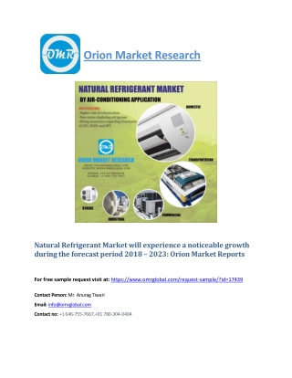 Natural Refrigerant Market Segmentation, Forecast, Market Analysis, Global Industry Size and Share to 2023