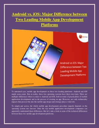 Android vs. iOS: Major Difference between Two Leading Mobile App Development Platforms