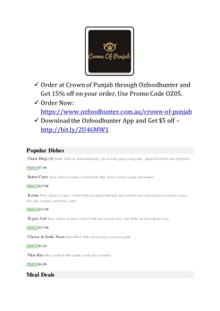 25% Off -Crown of Punjab-Warwick - Order Food Online