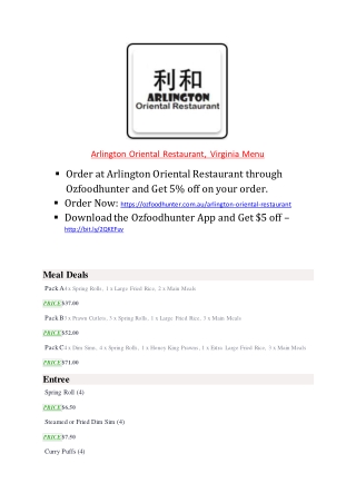 15% Off - Arlington Oriental Restaurant-Virginia - Order Food Online