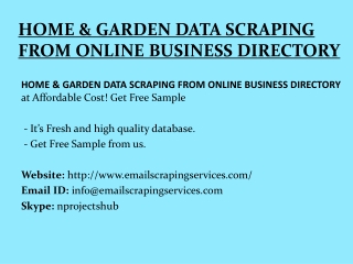 HOME & GARDEN DATA SCRAPING FROM ONLINE BUSINESS DIRECTORY