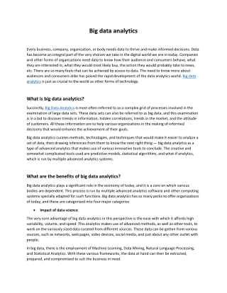 Big Data Analytics – Mphasis