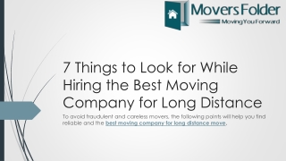 7 Things to Look for While Hiring the Best Moving Company for Long Distance