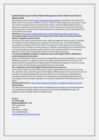 Cardiac Monitoring and Cardiac Rhythm Management Devices Market