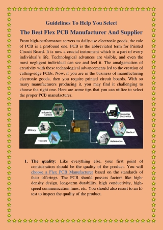 Guidelines to help you select the best flex pcb manufacturer and supplier