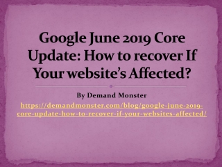 What Demand Monster can do for the – June 3, 2019, Core Update hit