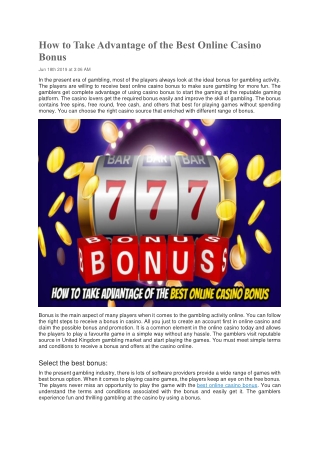 How to Take Advantage of the Best Online Casino Bonus