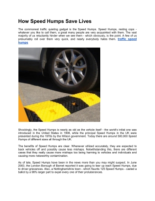 How Speed Humps Save Lives