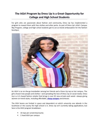 The itGirl Program by Dress Up Is a Great Opportunity for College and High School Students