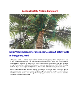 Coconut Safety Nets in Bangalore