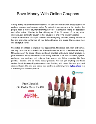 Save Money With Online Coupons