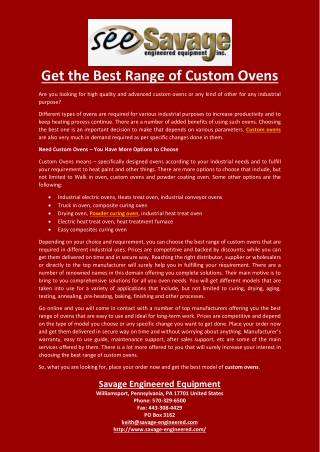 Get the Best Range of Custom Ovens