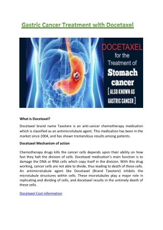 Gastric Cancer Treatment with Docetaxel