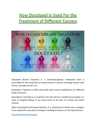 How Docetaxel is used for the Treatment of Different Cancers