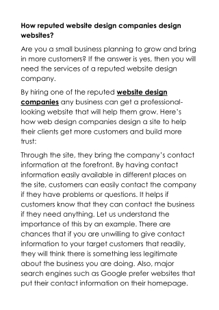 How reputed website design companies design websites?