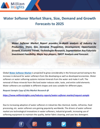 Water Softener Market Share, Size, Demand and Growth Forecasts to 2025