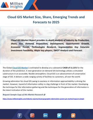 Cloud GIS Market Size, Share, Emerging Trends and Forecasts to 2025