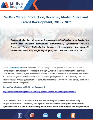 SerDes Market Production, Revenue, Market Share and Recent Development, 2018 - 2025