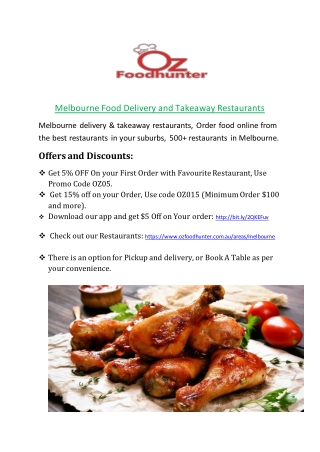 Melbourne Food Delivery and Takeaway Restaurants