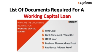 List Of Documents Required For A Working Capital Loan