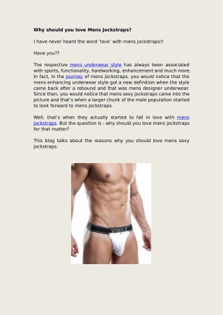 Why should you love Mens Jockstraps?