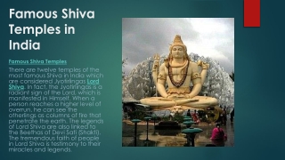 Famous Shiva Temples in India