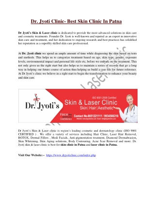 Dr. Jyoti Skin & Laser Clinic In Patna