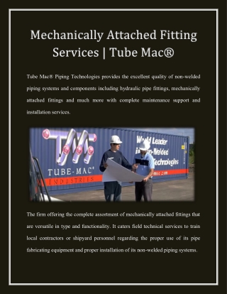 Mechanically Attached Fitting Services | Tube Mac®