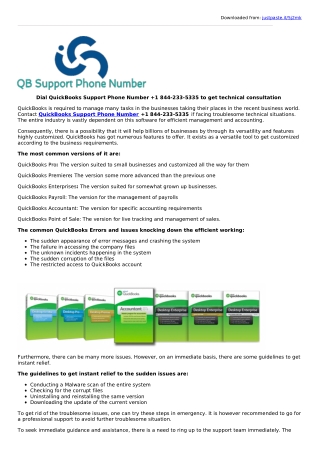 Dial QuickBooks Support Phone Number 1 844-233-5335 to get technical consultation